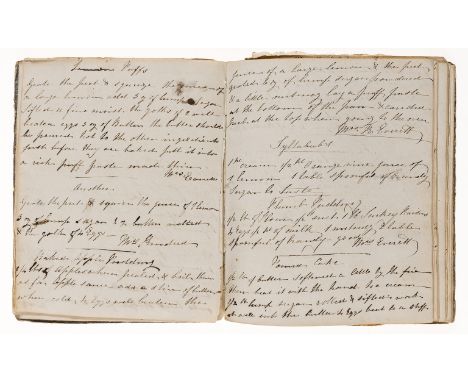 Medical and Cookery.- Cobb (Eleanor) [Collection of recipes], manuscript in several hands, 38pp. excluding blanks (17pp. reci