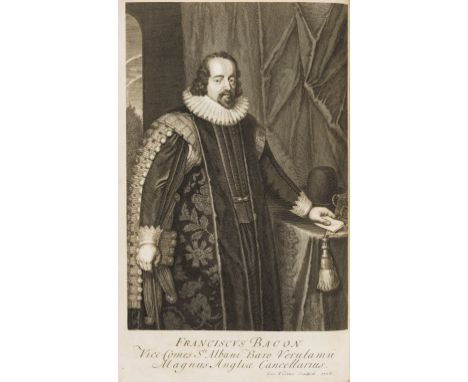 Bacon (Sir Francis) The Works of ..., 4 vol., first collected edition, engraved frontispieces, titles in red and black with e