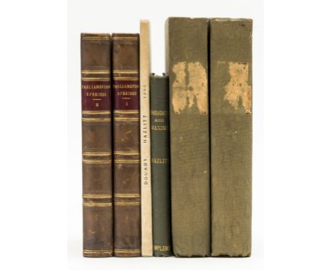 NO RESERVE Hazlitt (William) The Eloquence of the British Senate, 2 vol., first edition, spotting, contemporary half-calf, 18