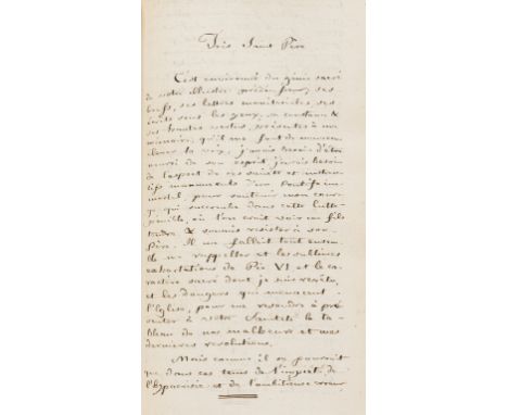 NO RESERVE French Church in London.- Bref d'Excommunication des Auteurs, Exécuteurs et Fauteurs de lo'Usurpation de Rome et d