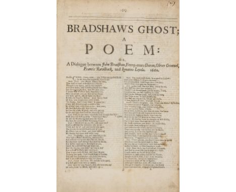 NO RESERVE Regicide.-  Bradshaw's Ghost; A Poem: or, A Dialogue between John Bradshaw, Ferry-man Charon, Oliver Cromwel, Fran