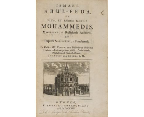 Cross-dressing spy's copy.- Abū al-Fidā'Ismā'īl ibn 'Ali. Ismael Abu'l--Feda, de vita, et rebus gestis Mohammedis, Moslem