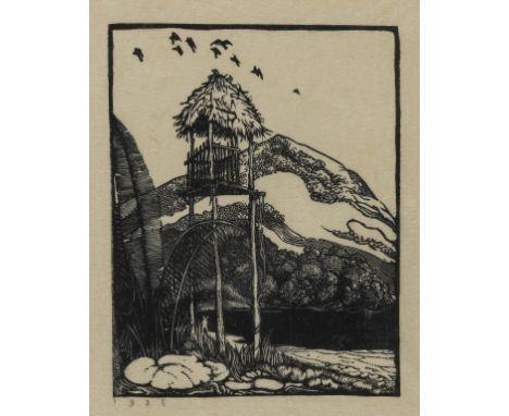 Craig (Edward Gordon) Two proof plates for the (unrealised) Cranach Press 'Robinson Crusoe', wood-engravings on japan paper, 
