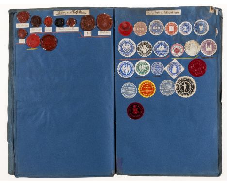 NO RESERVE Crests and Seals.-  Siegel &amp; Siegelmarken, c.383 crests and c.260 wax seals trimmed and pasted to 29 ff., one 