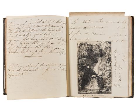 NO RESERVE Scrap Album.-  An album of manuscript verse and original drawings, in pencil, pen, and watercolour, all on album l