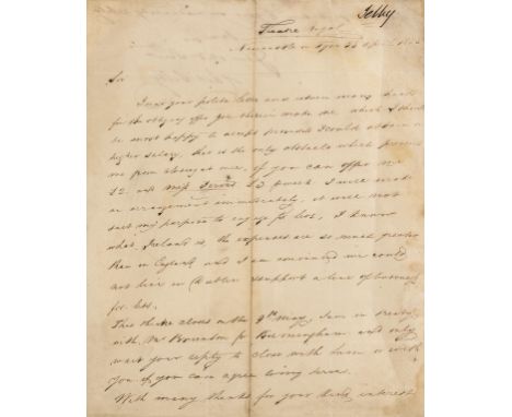 Theatre.- Selby (Charles, actor and playwright, c. 1802-63) Autograph Letter signed to "Kenneth Esq.", 2pp., sm. 4to, Newcast