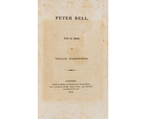 NO RESERVE Wordsworth (William) Peter Bell: a Tale in Verse, first edition, engraved frontispiece, without half-title, occasi