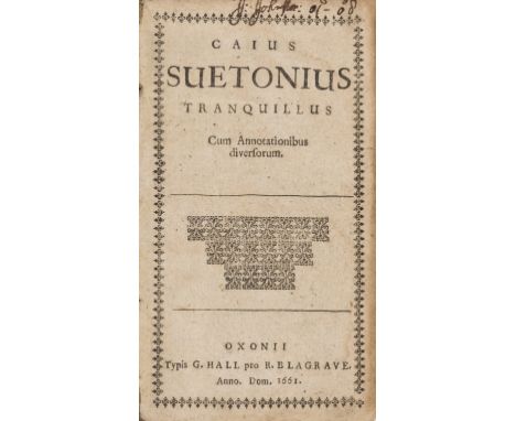 NO RESERVE Suetonius Tranquillus (Caius) Caius Suetonius Tranquillus cum annotationibus diversorum, William Robertson's copy,