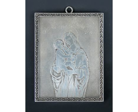 A mid 20th century Italian miniature icon, by Mario Bucellati, (Milan, Rome & Florence), the main panel engraved with the ima