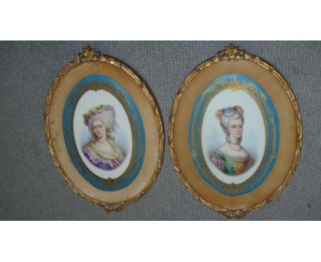 A pair of Paris porcelain portrait plaques of the Princesses of Savoy, Marie Louise (1749-1792) and her sister Maria Teresa (