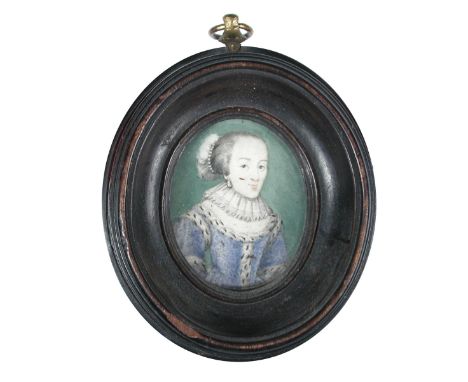 English School  (18th Century) Portrait of a lady, possibly Queen Elizabeth of Bohemia (1596-1662) wearing a ruff and pearls 