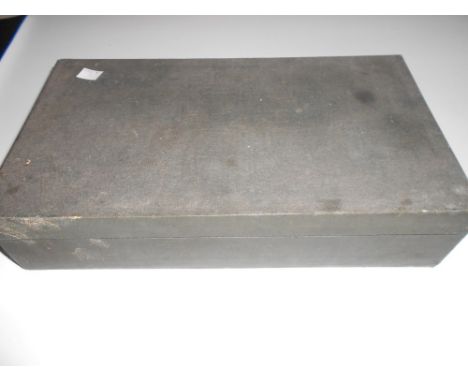 An R & J Beck microscope slide case, with trade label to inside of lid, containing ten trays each for 24 slides, now with mos
