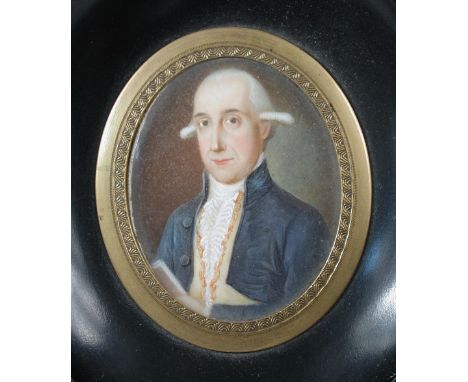 English School  (early 20th Century) A group of four portrait miniatures, likely to be of the same family; A Gentleman in a b