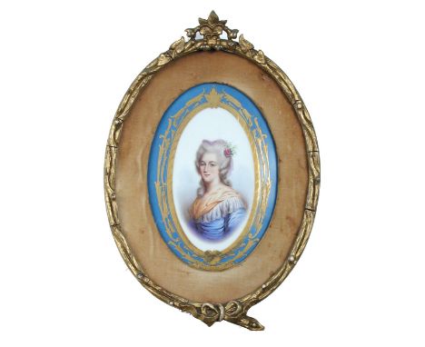 A pair of Paris porcelain portrait plaques of 'Mie Antoinette' (1755-1793) and her sister in law 'Mme Elisabeth' (1764-1794),