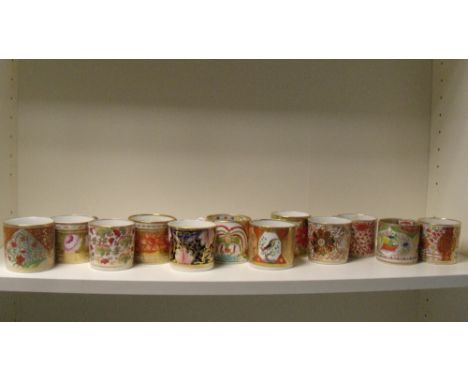 Twelve Regency coffee cans and saucers, to include: eight of Coalport type, two marked Minton with patterns 451 and 641, anot