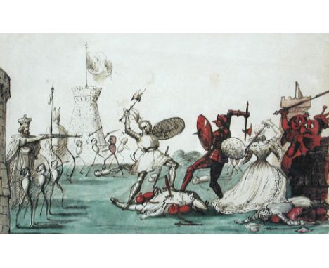 William Henry Brooke (British 1772-1860) Sketch of the second game of Mars v Venus at the moment of checkmating the Red King 