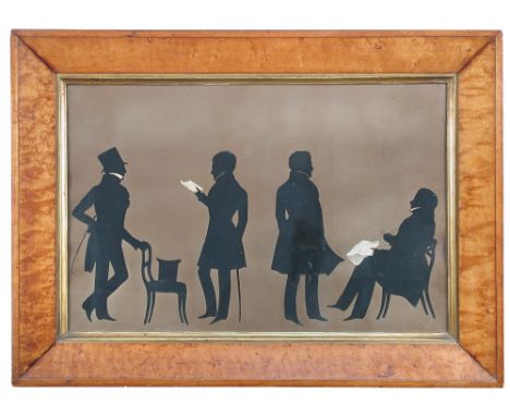 English School (19th Century)  A Silhouette Portrait of Hugh, 4th Baron Massey, and his three brothers, taken in 1836 - his b