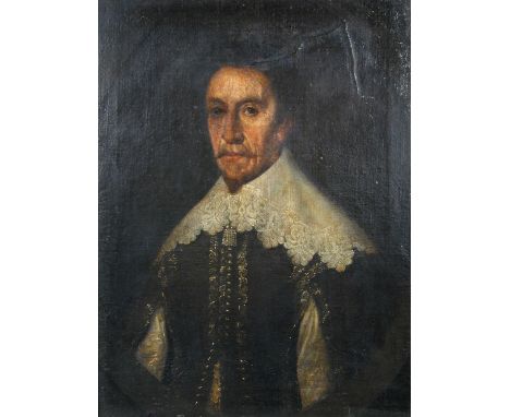 English School (17th Century)  Portrait of Vincent Denne of Kent (1628-1693), head and shoulders, in heavy lace-trimmed black