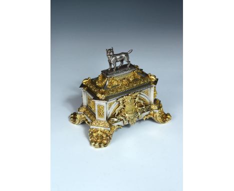 A Victorian silver parcel gilt Freedom Casket, by Carrington & Co, London 1894, the rectangular casket emblazoned in relief w