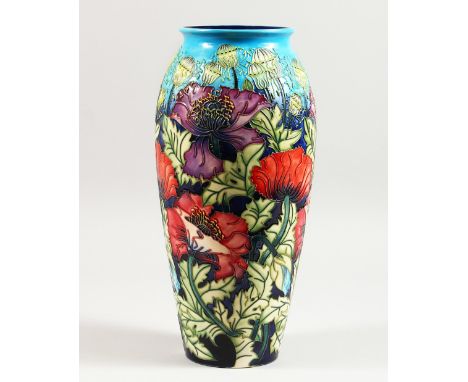 R. BISHOP, A LARGE MOORCROFT LIMITED EDITION VASE, No. 135/350, dated 2002, with tube lined floral decoration. 14.25ins high.