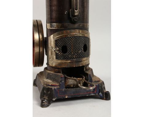 A BING VERTICAL STATIONARY STEAM ENGINE, with accessories. 11.5ins high.