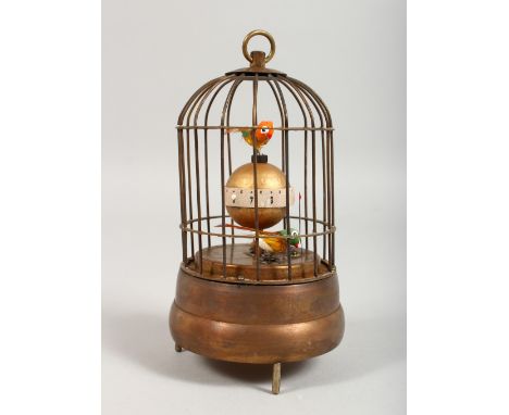 A BIRD CAGE AUTOMATON CLOCK. 6.5ins high.