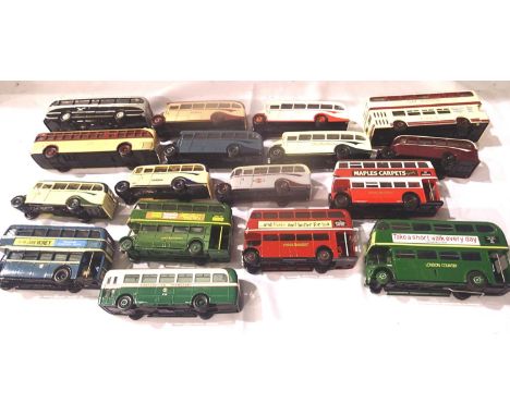 Seventeen unboxed buses and coaches, mostly Corgi Classics, ex display. May have some damages, parts missing etc. P&amp;P Gro