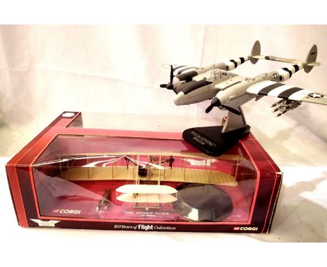 Corgi The Wright Flyer boxed, and an unboxed model of P38 lightning. P&amp;P Group 3 (£25+VAT for the first lot and £5+VAT fo