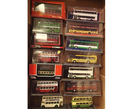 Fourteen Corgi OOC buses and coaches, OO scale, mostly in excellent condition. Storage wear to boxes. P&amp;P Group 3 (£25+VA