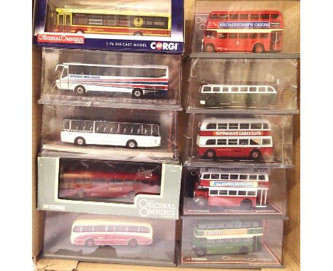 Ten Corgi OOC buses and coaches, OO scale, mostly in excellent condition, boxes with storage wear. P&amp;P Group 2 (£18+VAT f