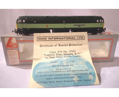 Lima Class 47 diesel 47833/D1962, Captain Peter Manisty RN, 2 tone Green, limited edition 233/850. Excellent condition, box w