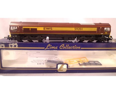 Lima class 59 diesel, 59201, Vale of York, EWS Livery. Excellent condition, box with storage wear. P&amp;P Group 1 (£14+VAT f