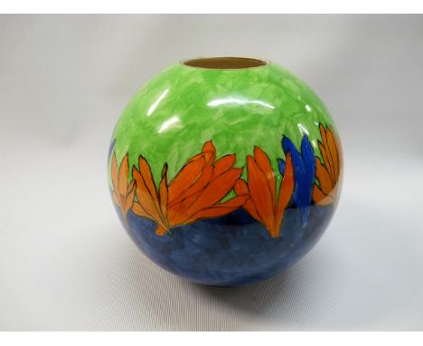 A J Wilkinson Spherical Crocus decorated vase of blue ground with stamped mark to base C.1930, marked 330, 15cm in Height 