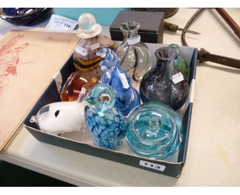 Collection of Glass Studio scent bpottles, and paperweights inc. Gozo, Caithness, Selkirk etc 