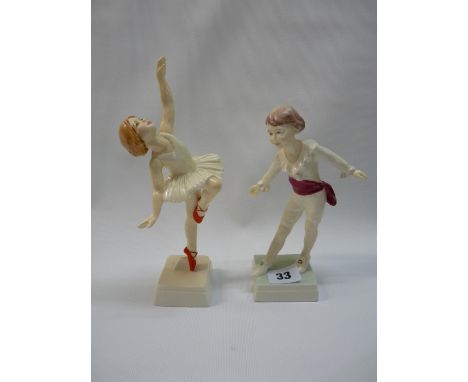 2 Royal Worcester figurines of Masquerade Boy 3359 & Red Shoes 3258 