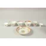 A COLLECTION OF CHINESE PORCELAIN ITEMS, comprising two tea bowls, two tea cups, two small candle