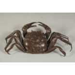 A BRONZE OKIMONO OF A CRAB, 15cm wide.