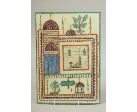 A TURKISH OTTOMAN IZNIK ISLAMIC TILE, 30cm x 21cm.
