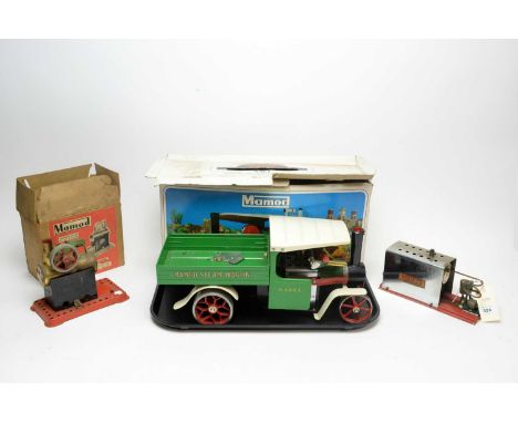 A Mamod Steam Wagon, in box; together with a Mamod Minor No.2 Steam Engine, in box; and another Mamod engine, unboxed. (3)