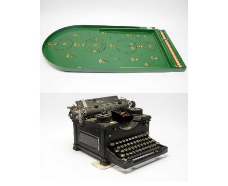 A vintage American typewriter, by The Royal Typewriter Co. Inc. N.Y.; and a Chad Valley Works bagatelle board, in green, 77cm