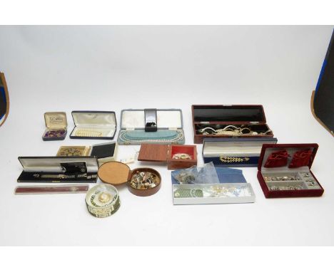 A selection of costume jewellery and wristwatches, including an assortment of ladies' dress watches by Rotary, Citron, Avia a