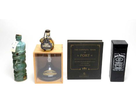 A selection of bottles of alcohol, including: Jack Daniels Tennesse Sour Mash Whiskey, in box; Ti-toki liqueur, in ceramic de