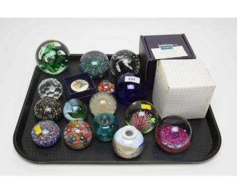 A collection of glass paperweights, including: Caithness ‘Desert Spring’ paperweight; Hafod Grange Paperweights; Caithness ‘C