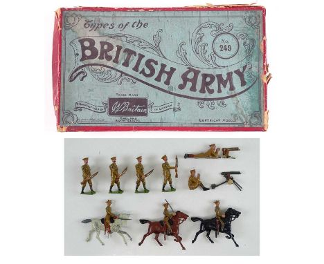 A BRITAINS No.249 early soldiers set 'Types of the British Army', comprising mounted and foot soldiers.  'Fred Whisstock' ill