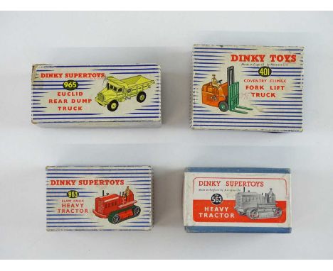 A group of DINKY comprising a 401 Forklift Truck, a 563 Heavy Tractor, a 963 Heavy Tractor and a 965 Euclid Rear Dumptruck - 