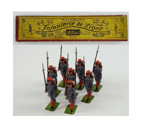 A BRITAINS No.141 early soldiers set 'Types of the French Army - Infanterie de Ligne' comprising eight figures, 'Fred Whissto