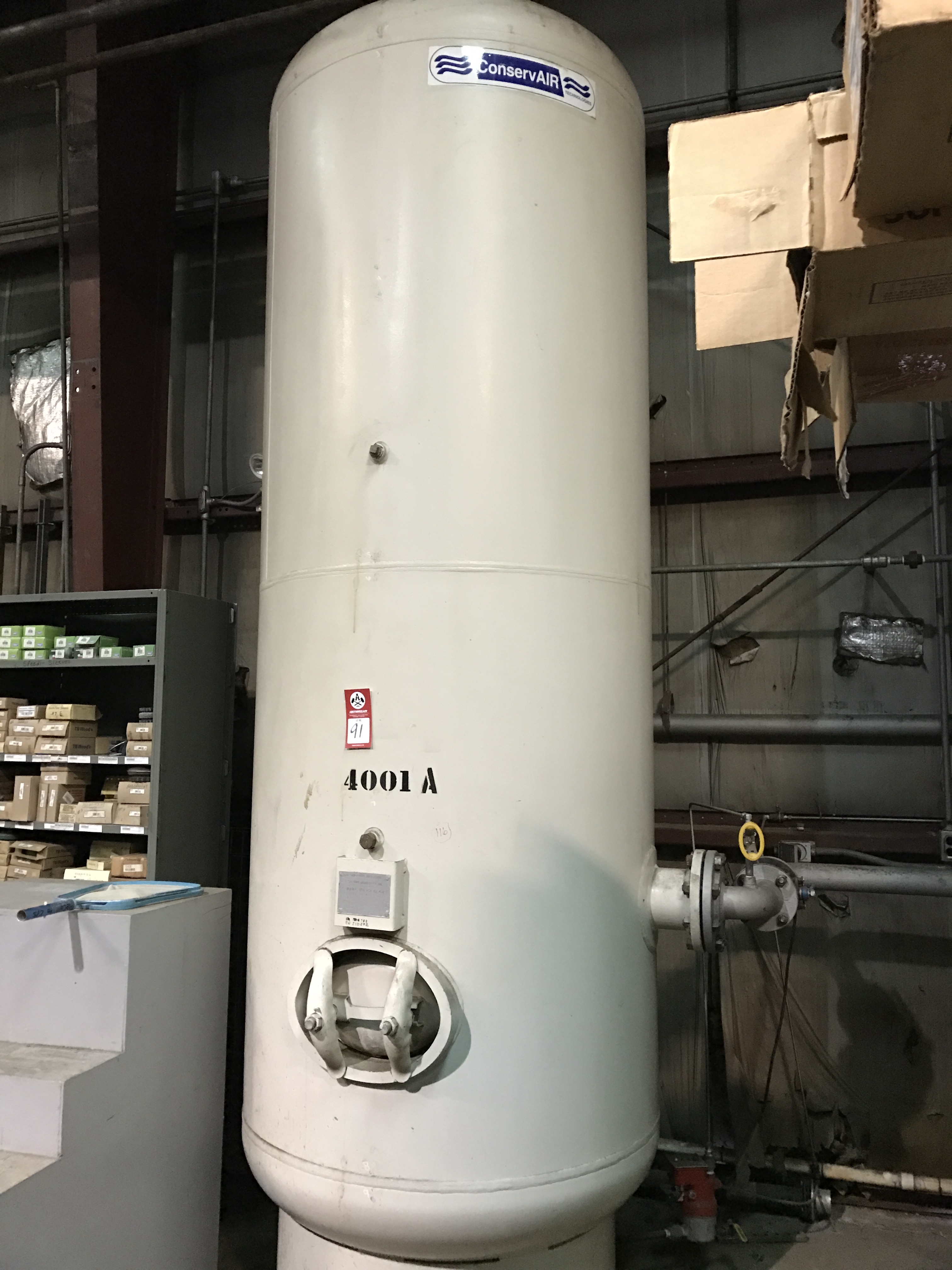 Approx 1000 gallon Air Receiver Tank, 150 psi at 450F, Silvan