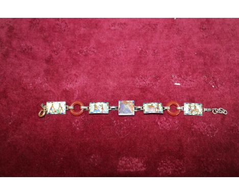 A white metal &amp; enamel bracelet 