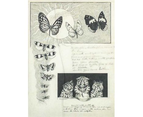Louis William WAIN (1860-1939) Artwork for the 1915 Annual Pencil with ink and a little white heightening, signed twice, 34x2