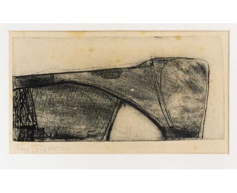 Reg WATKISS (1933-2010) Headland (1971) Etching, signed, artist's proof, plate size 11 x 22cm.Some yellow to the sheet, toget